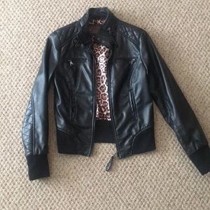 leather jacket leopard print lining